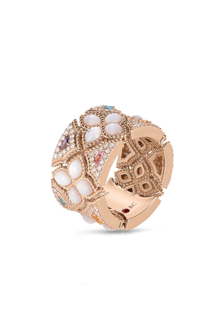 Venetian Princess Carnival Diamond & Jewel Cigar Band Ring, Main, color, ROSE GOLD