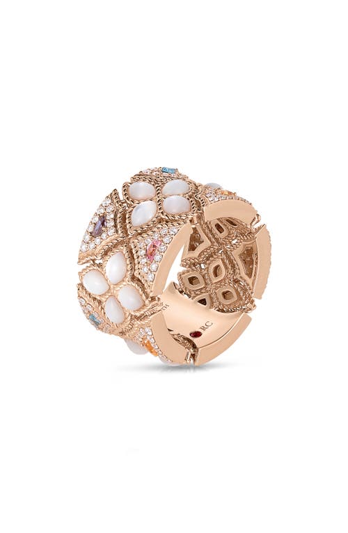 Roberto Coin Venetian Princess Carnevale Diamond & Jewel Cigar Band Ring in Rose Gold 