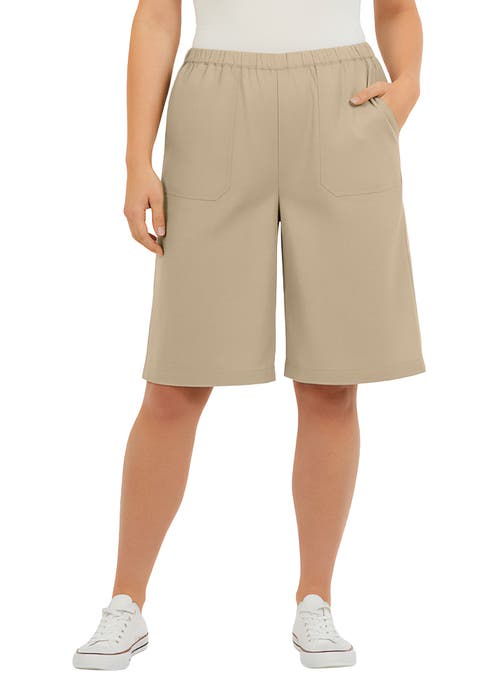 Plus Size Linen Blend Pull On Elastic Waist Shorts
