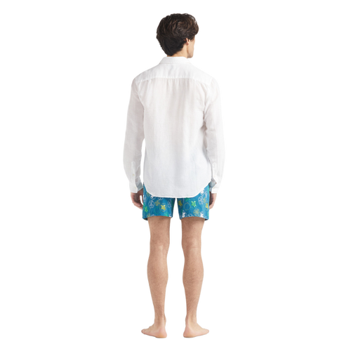 Vilebrequin Solid Linen And Cotton Shirt In Blanc