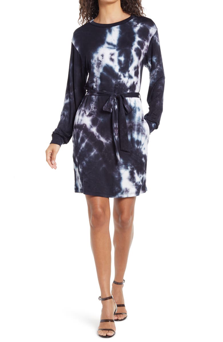 Fraiche by J Tie Dye Long Sleeve T-Shirt Dress, Main, color,
