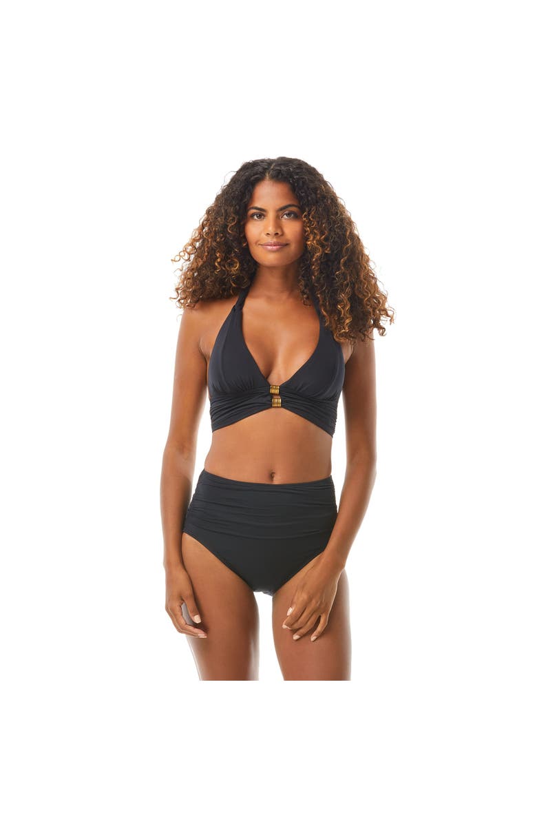 Carmen Marc Valvo Ruched Halter Bikini Top, Alternate, color, 