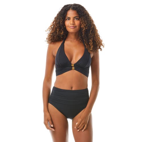 CARMEN MARC VALVO CARMEN MARC VALVO RUCHED HALTER BIKINI TOP 