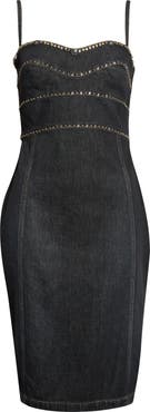 Versace Studded Fitted Denim Dress