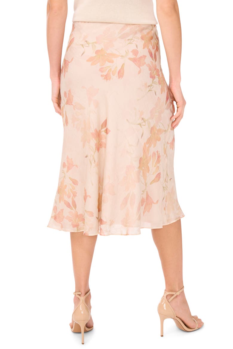 Floral A-Line Midi Skirt, Alternate, color, SILVER PINK