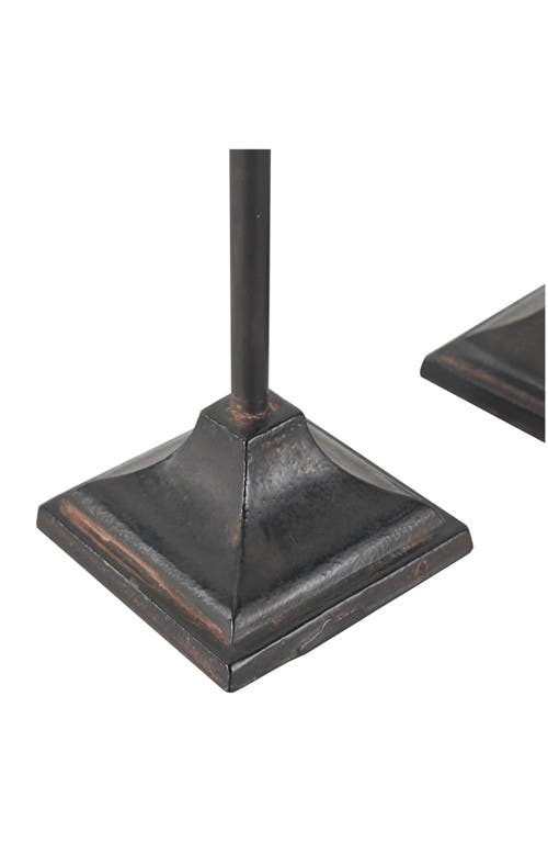 Vivian Lune Home Set Of 2 Modern Black Metal Candleholders In Black