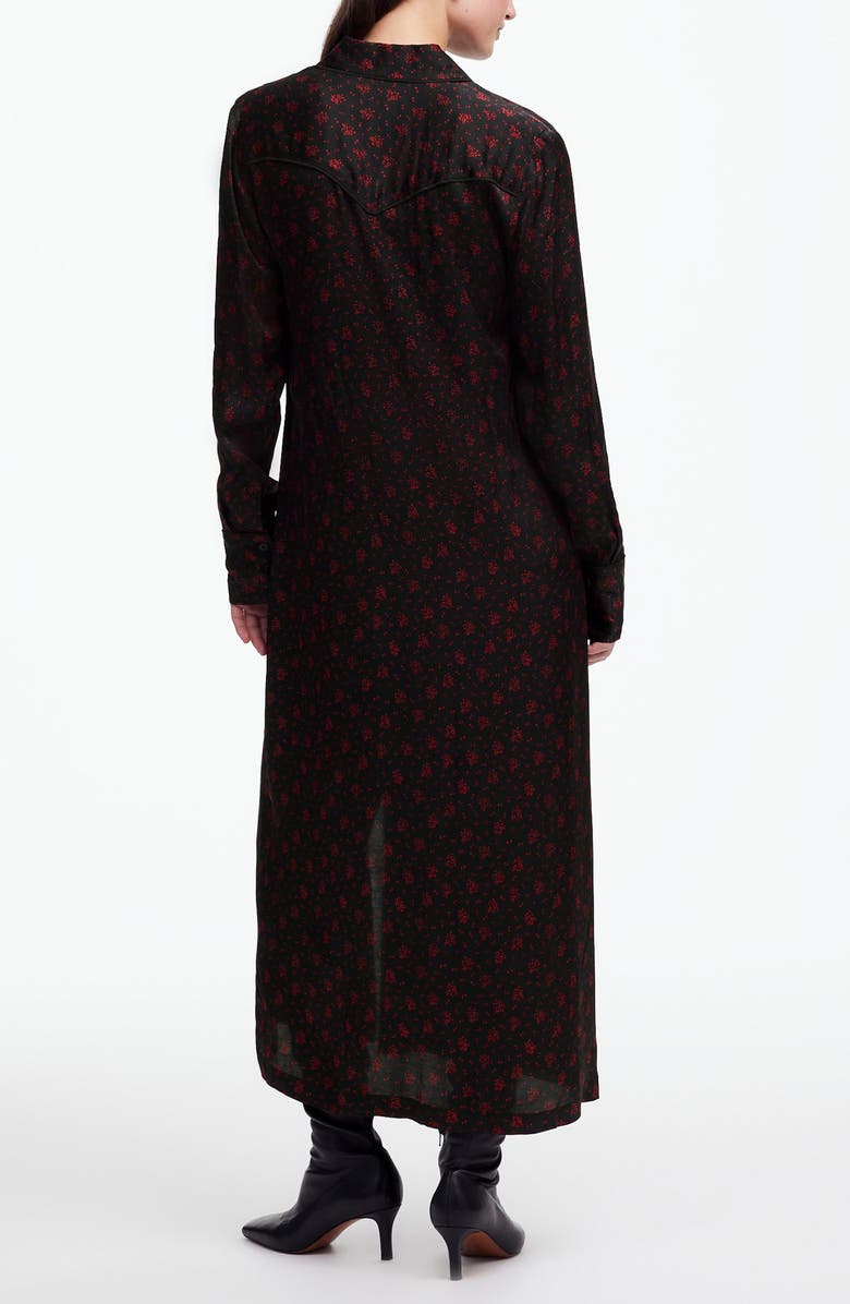 Madewell Floral Long Sleeve Button Front Midi Shirtdress, Alternate, color, Bright Cherry