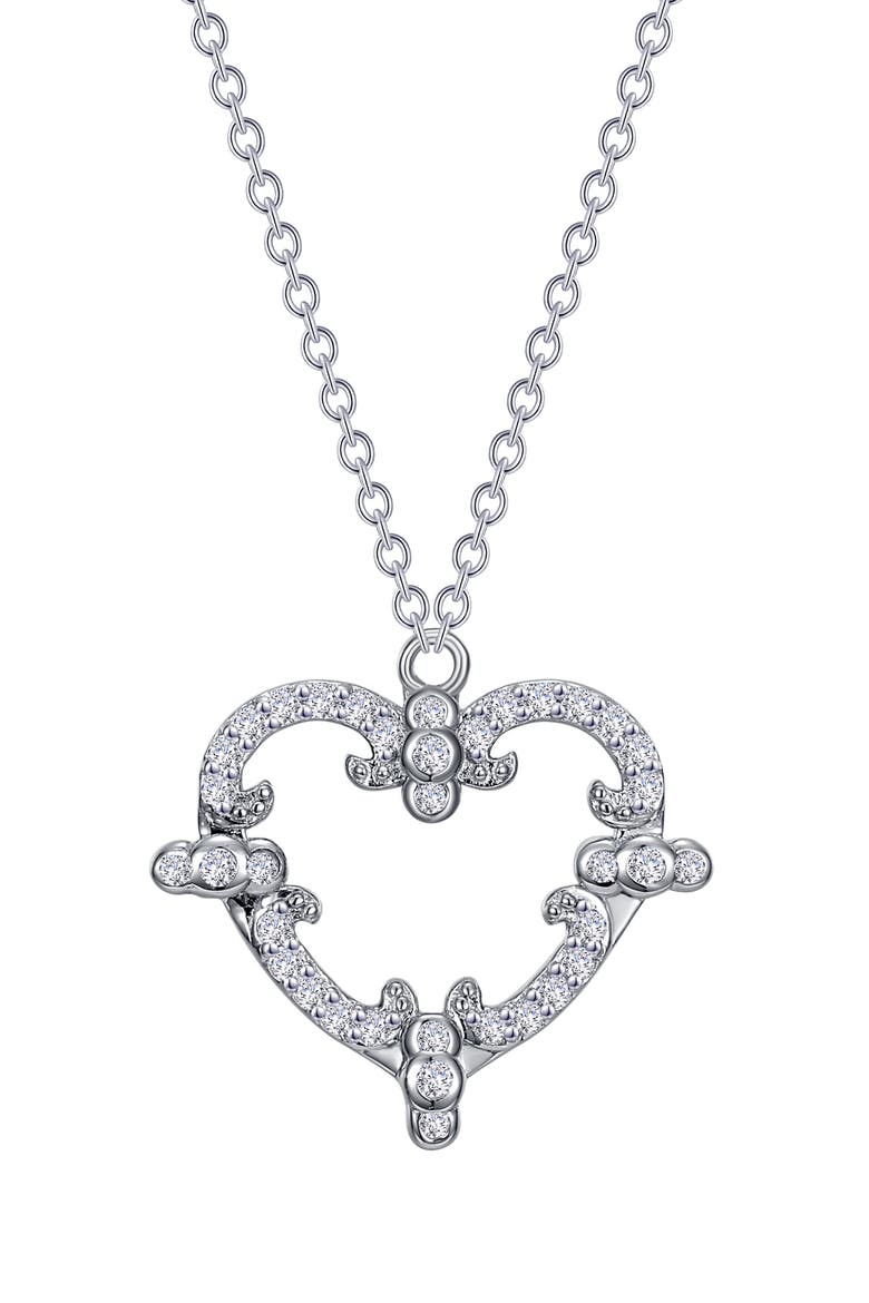 Simulated Diamond Heart Pendant Necklace, Main, color, SILVER/ SIMULATED DIAMOND