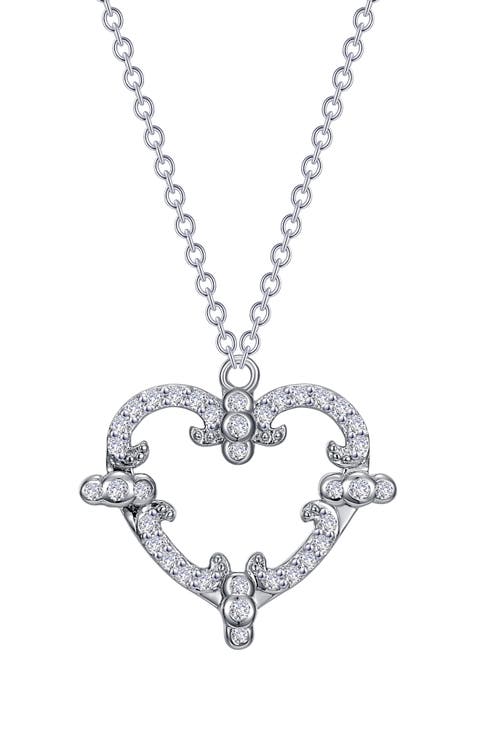 Simulated Diamond Heart Pendant Necklace