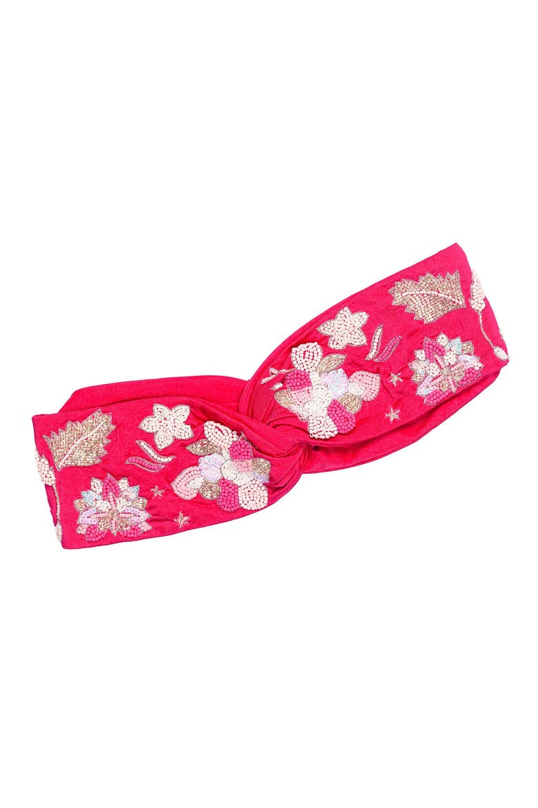 Blossom Embellished Hair Band for Women - Hot Pink, Main, color, Pink
