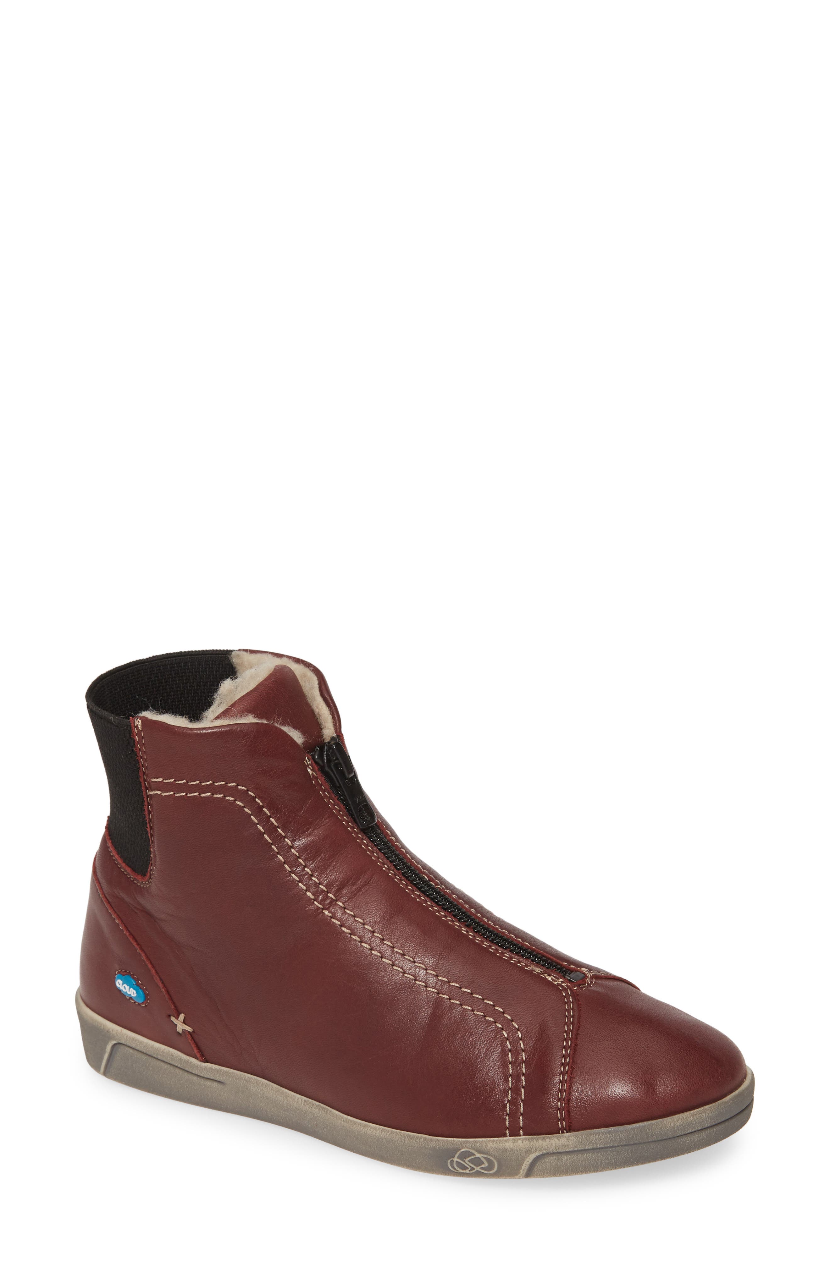 Amiga Wool Lined Bootie, Main, color, PURPLE LEATHER
