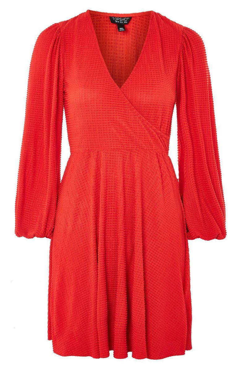 Topshop Plissé Wrap Dress, Alternate, color,