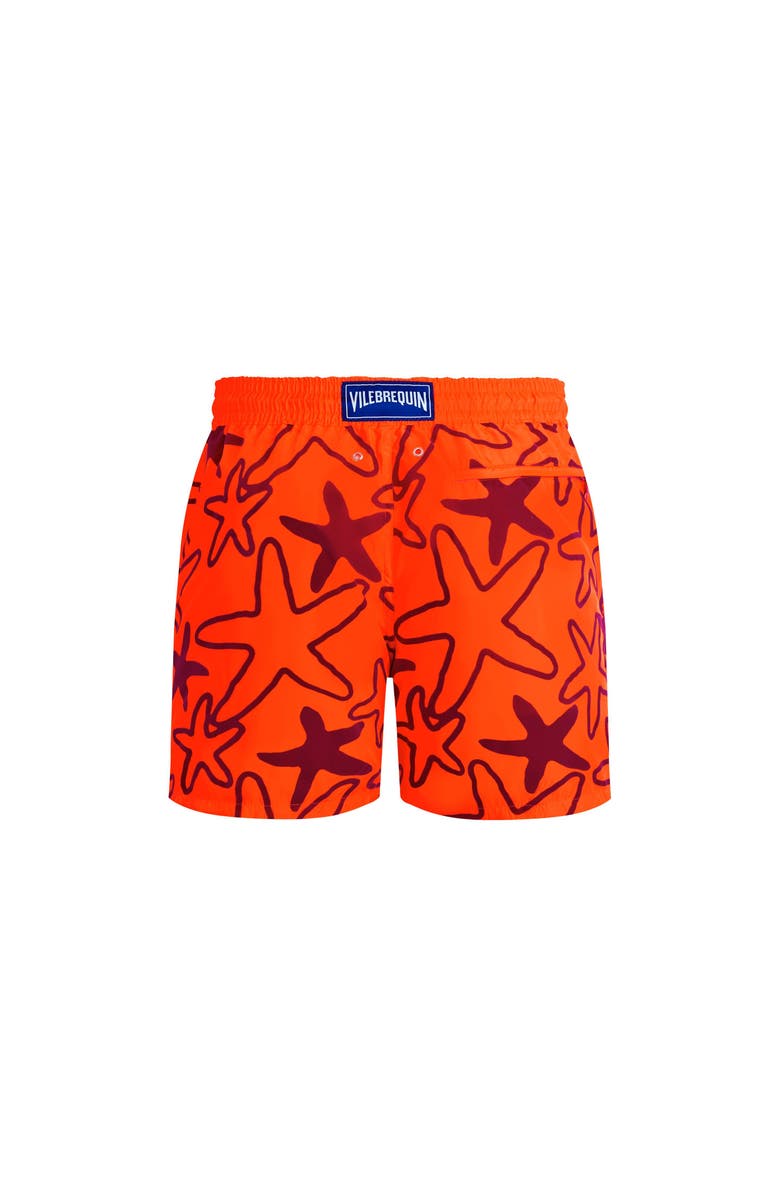 Vilebrequin Ultra-light and packable Swim Shorts Flocked Starlettes, Alternate, color, Fluo Fire