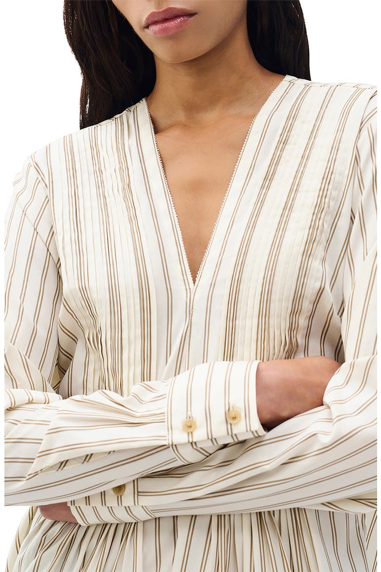 Asher Stripe Pleated Cotton Blouse, Alternate, color, DRCLS