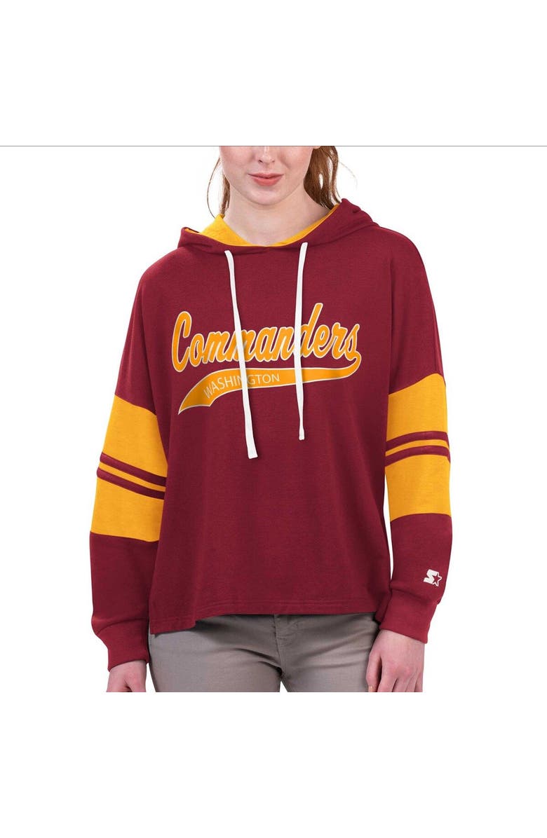 STARTER Women's Starter Burgundy Washington Commanders Bump And Run Long Sleeve Hoodie T-Shirt, Main, color, Burgundy