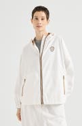 Brunello Cucinelli Nylon hooded outerwear jacket with logo and precious trims