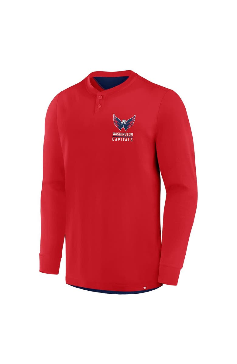 FANATICS Men's Fanatics Red Washington Capitals Adrenaline Push Long Sleeve Henley Shirt, Alternate, color, Red