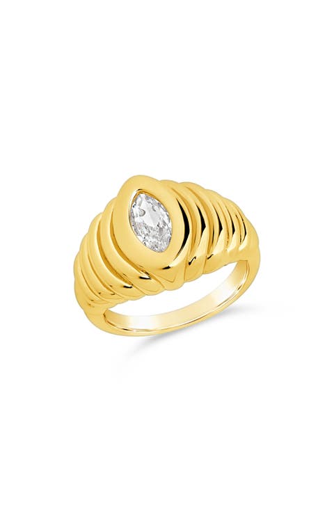Cubic Zirconia Croissant Ring