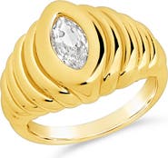 Sterling Forever Cubic Zirconia Croissant Ring