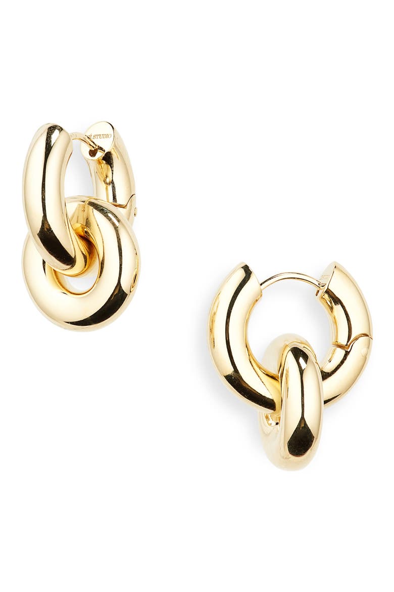 The Esther Huggie Hoop Earrings, Main, color, 18K GOLD PLATING