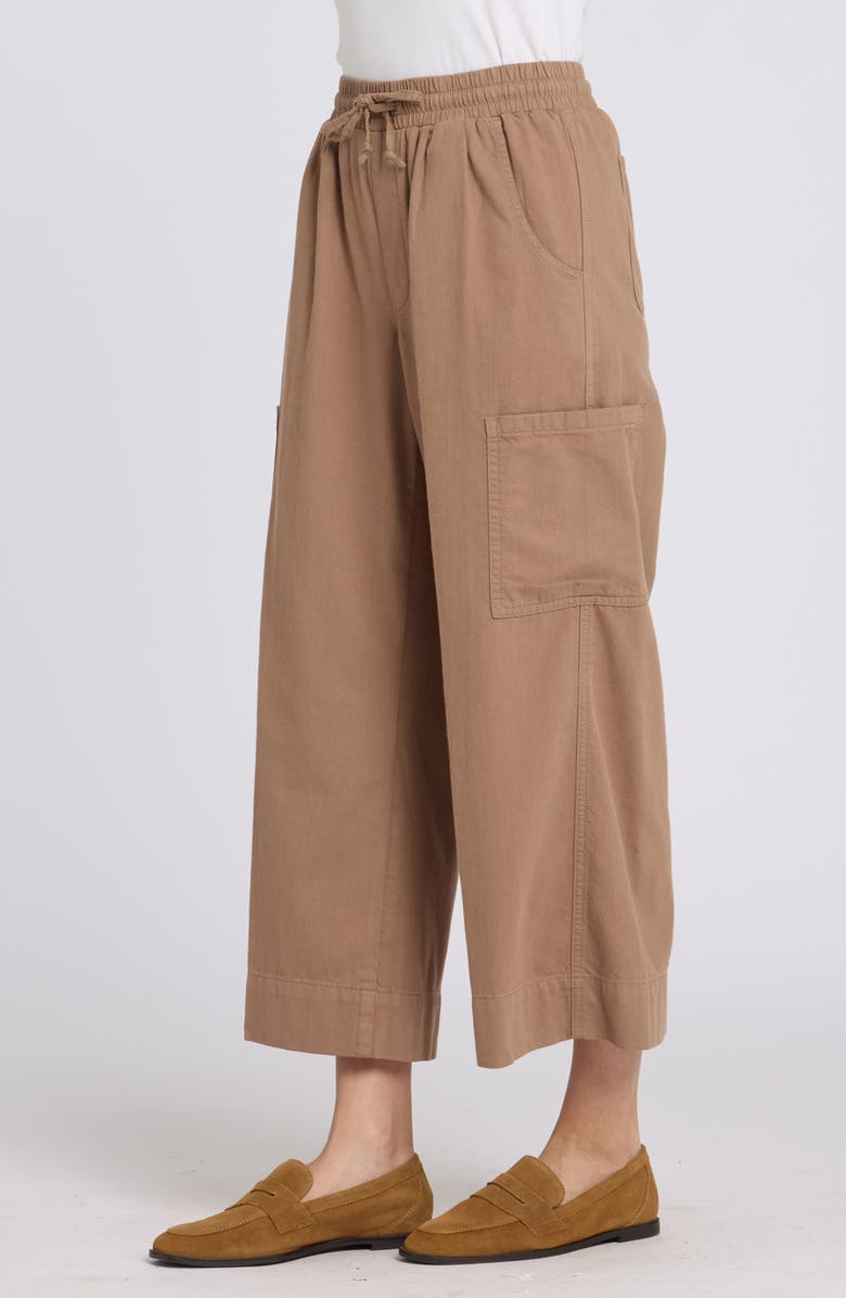 NYDJ Whitney Crop Wide Leg Drawstring Cargo Pants, Alternate, color, Toasted Coconut