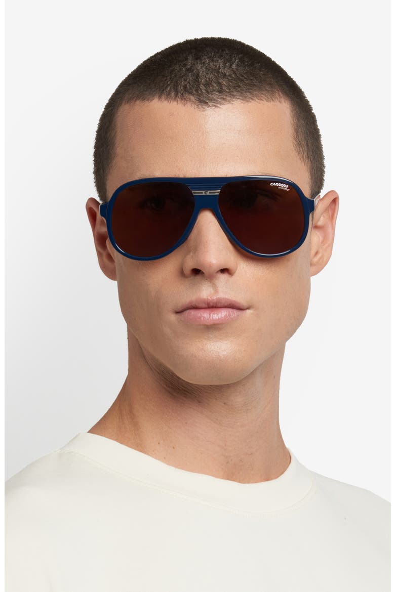 Sport 59mm Pilot Sunglasses, Alternate, color, BLUE/ SILVER SP