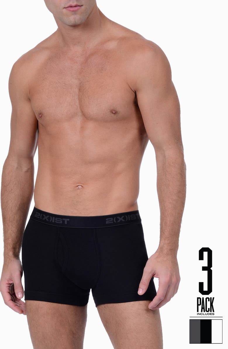 2(x)ist 3-Pack Cotton Boxer Briefs, Alternate, color, White/ Black/ Heathergray