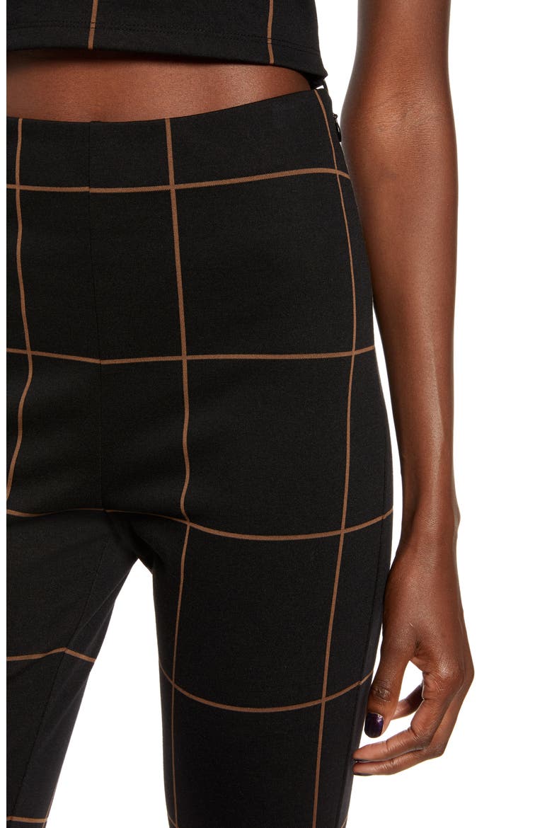 Ponte High Waist Kick Flare Pants, Alternate, color, BLACK TAN THIN GRID