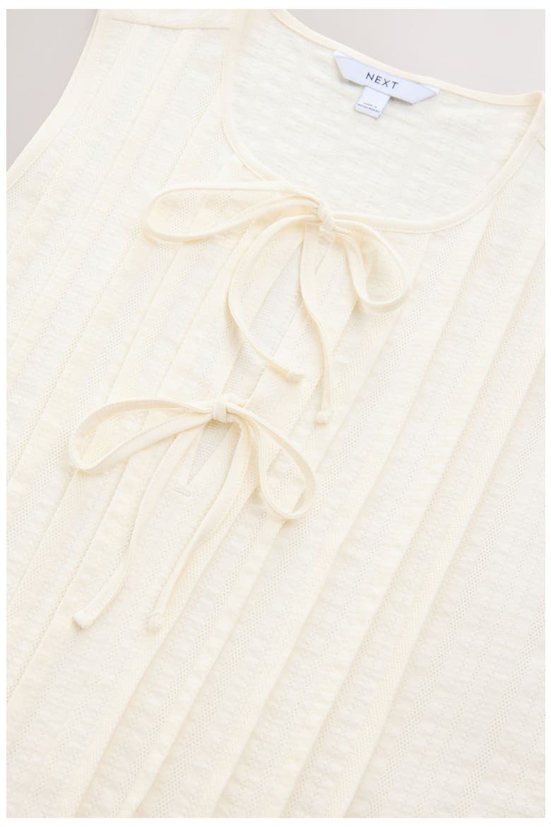 Pintuck Sleeveless Tie Front Cotton Top, Alternate, color, NEUTRAL