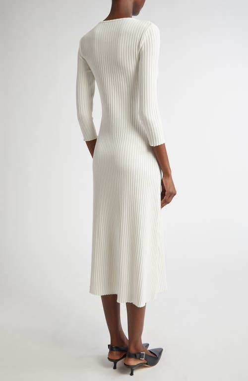 Vince Rib-knit Long-sleeve Midi Dress In White