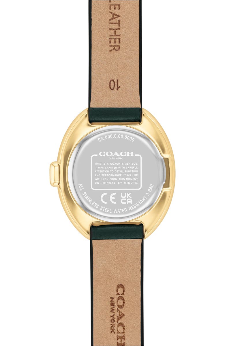 COACH Sammy Leather Strap Watch, 22.5mm, Alternate, color, Green