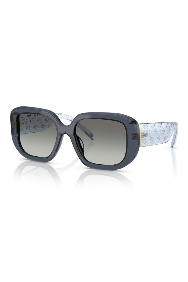 54mm Irregular Sunglasses, Alternate, color, TRANSPARENT BLUE / GREY