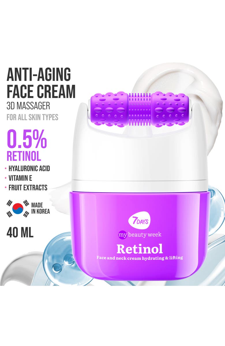 7DAYS Face moisturizer with Retinol for Firming & Lifting effect with 3D Massage Applicator, Alternate, color, White