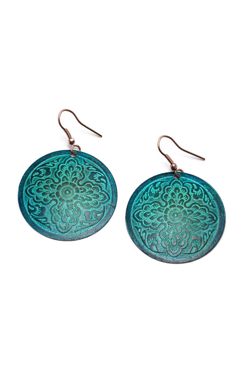 Matr Boomie Devika Teal Disc Drop Earrings, Main, color, Teal