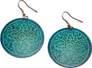 Matr Boomie Devika Teal Disc Drop Earrings