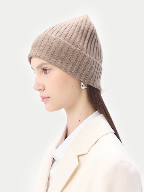 Gobi Mongolian Cashmere Cashmere Rib Knit Hat In Taupe