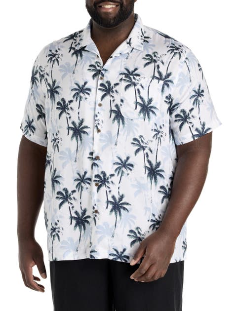 Big & Tall Palm Tree Print Sport Shirt