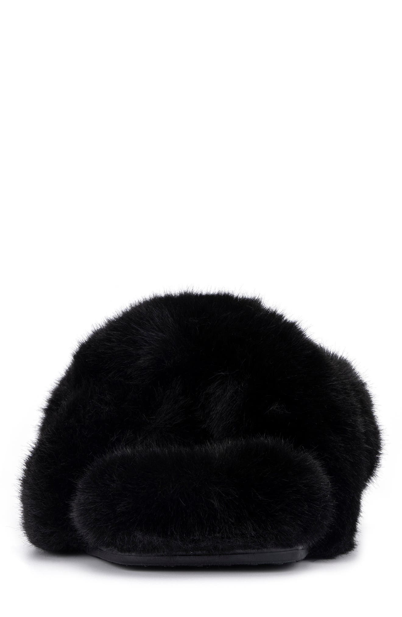 TORGEIS Luna Faux Fur Slipper, Alternate, color, Black