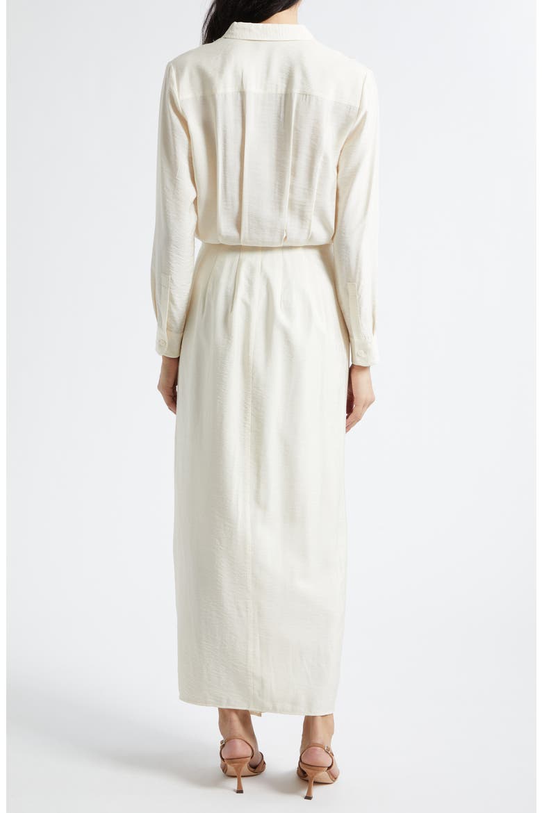 Long Sleeve Techno Rayon Maxi Dress, Alternate, color, IVORY