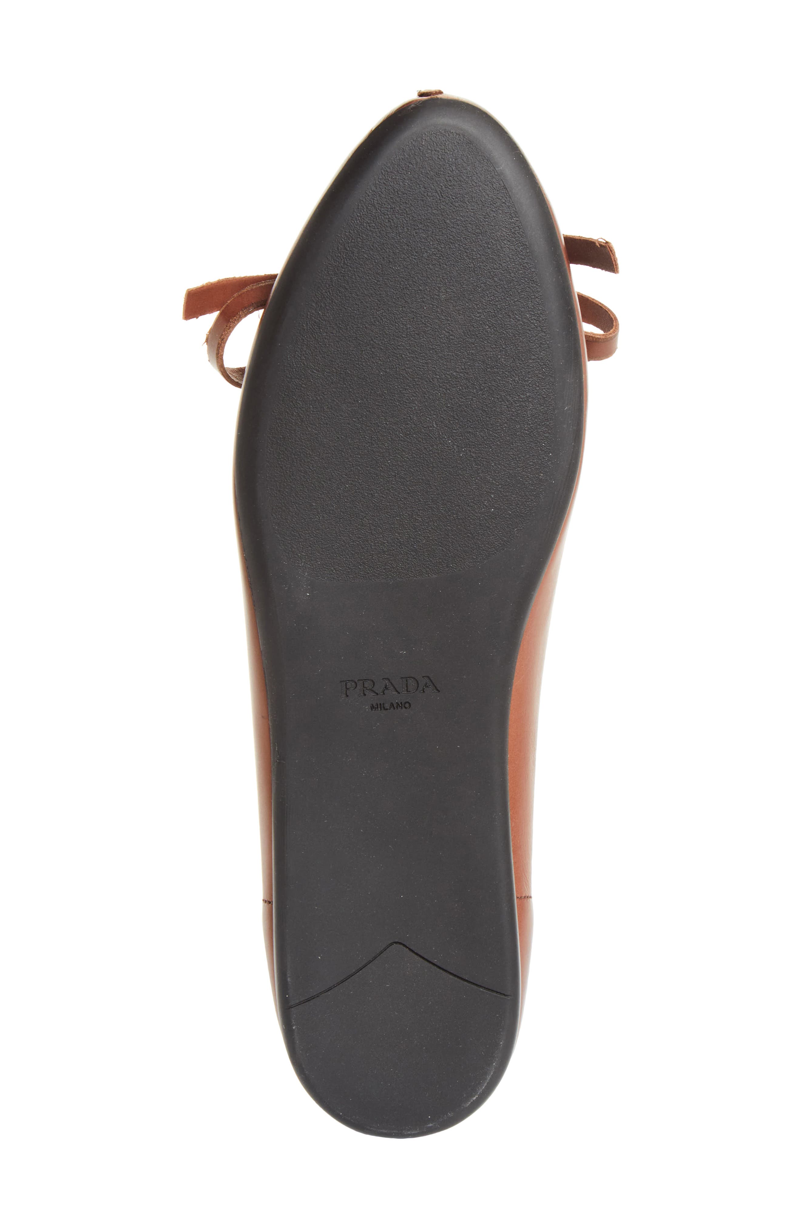 Prada Exposed Seam Ballerina Flat, Alternate, color, Cacao
