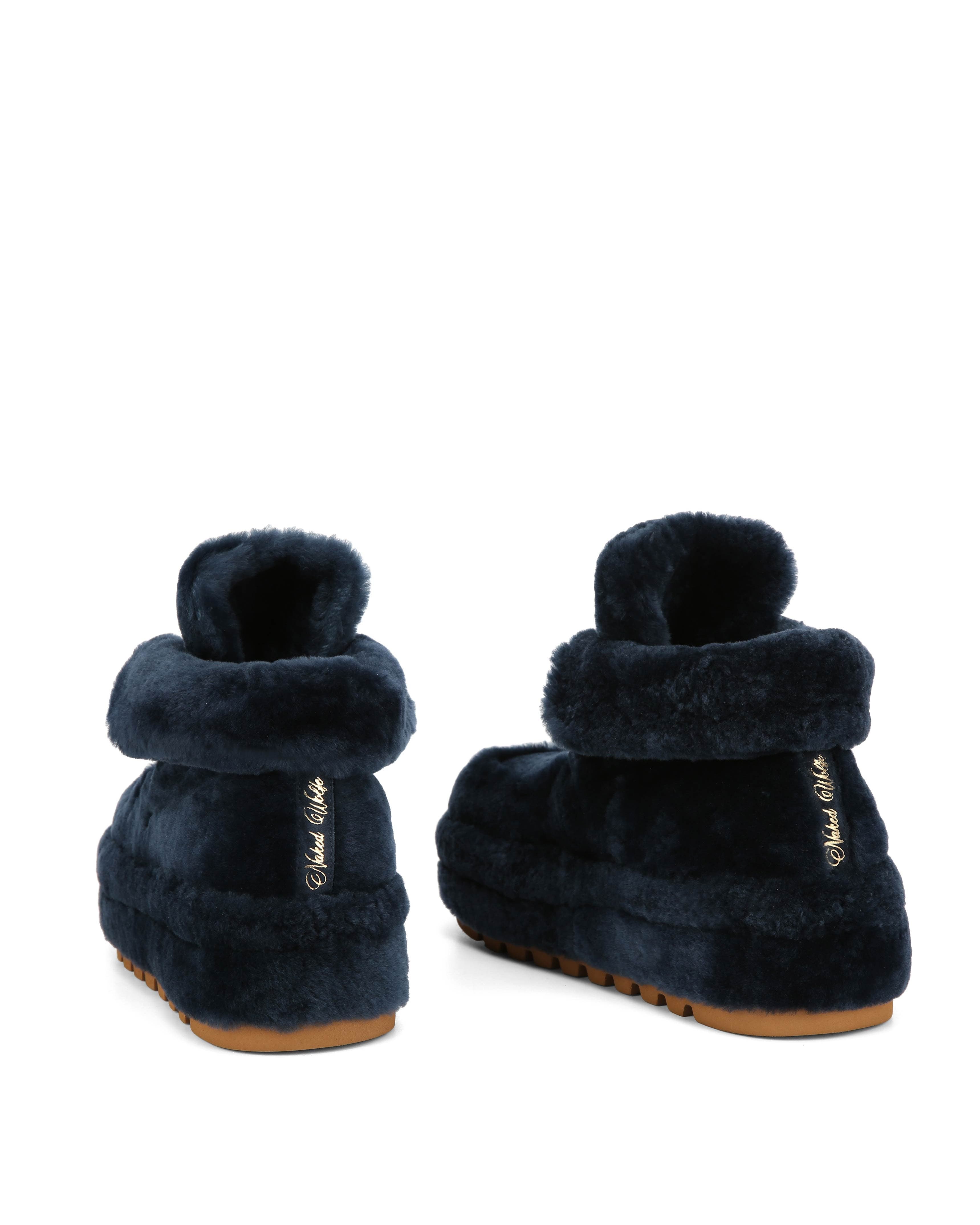 Naked Wolfe Bambi Suede/Shearling Boot, Alternate, color, Navy