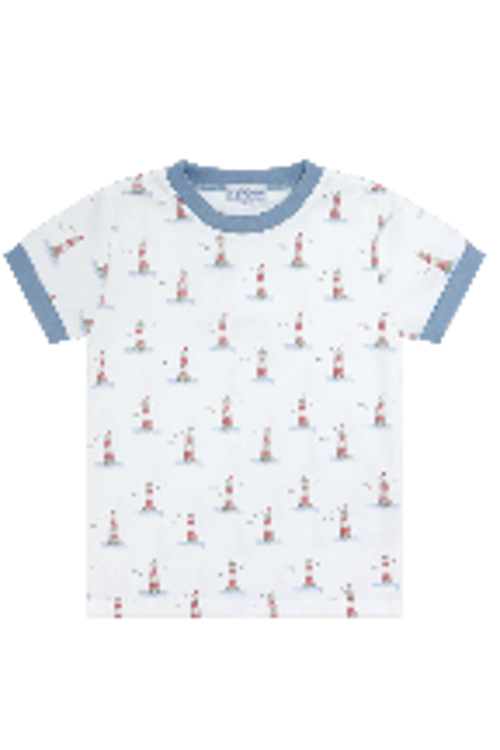 Nellapima Lighthouse Print Boy Short Set In White