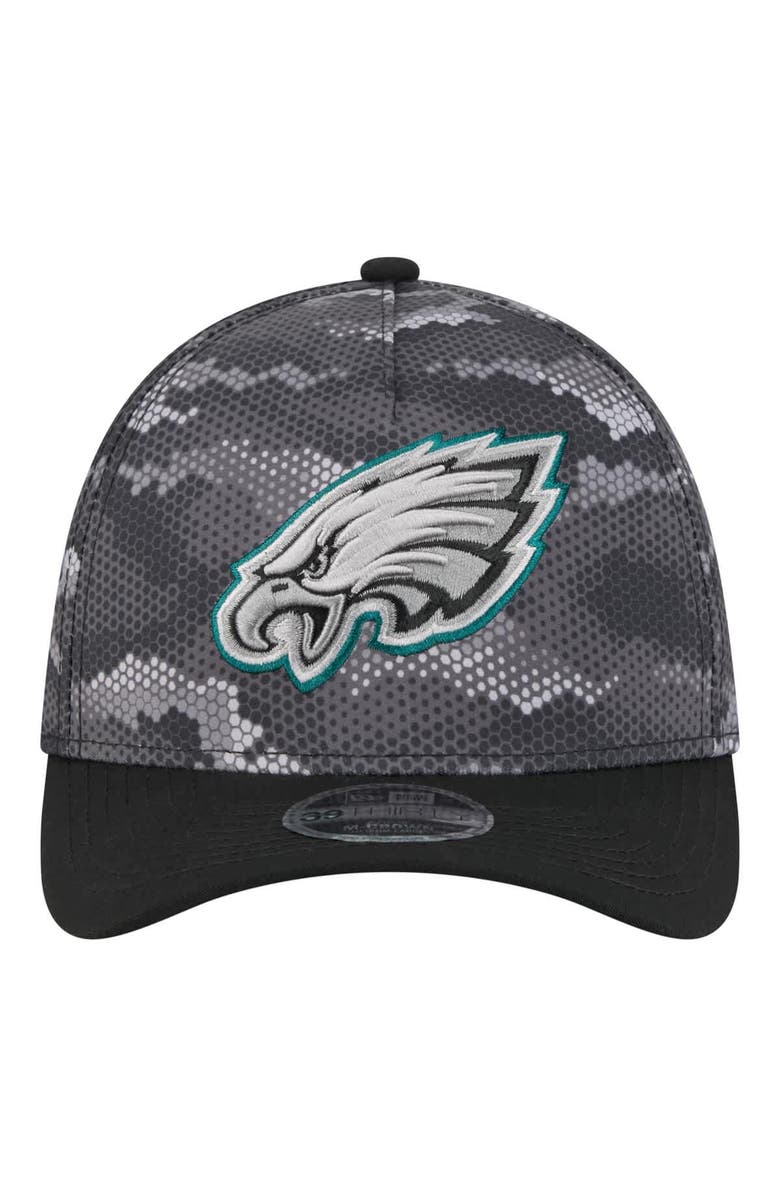 New Era Men's New Era Black Philadelphia Eagles Camo A-Frame 39THIRTY Flex Hat, Alternate, color, Black