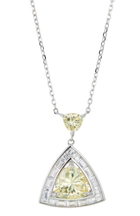 Cubic Zirconia Trillion Halo Pendant Necklace
