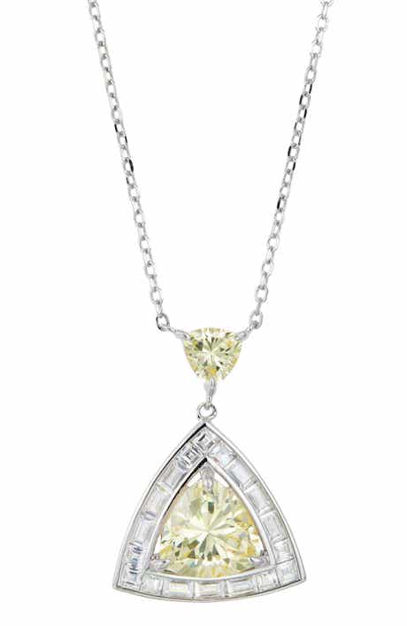 SAVVY CIE JEWELS Cubic Zirconia Trillion Halo Pendant Necklace