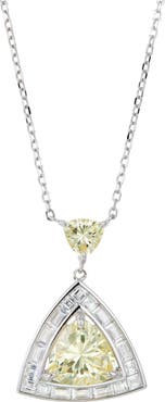 SAVVY CIE JEWELS Cubic Zirconia Trillion Halo Pendant Necklace