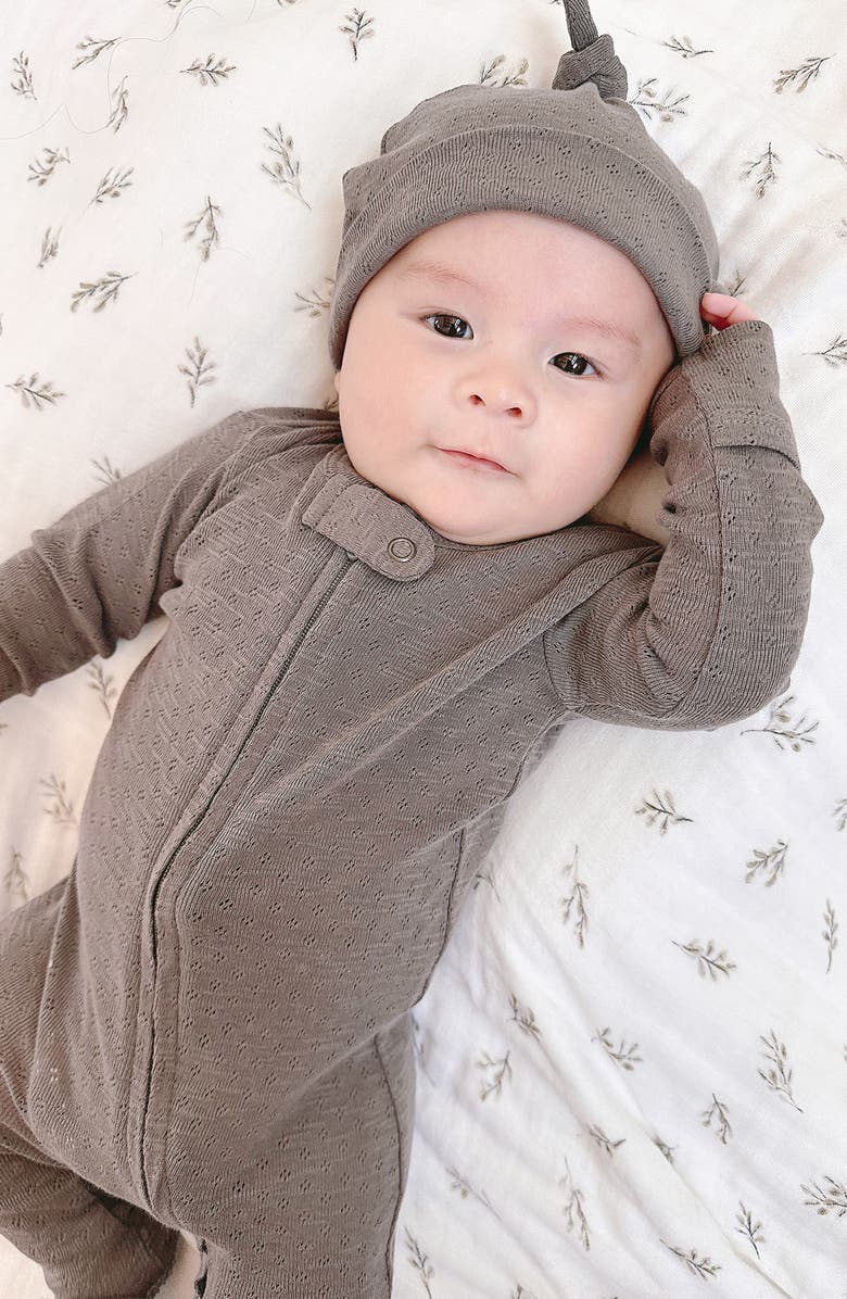 L'ovedbaby Organic Cotton Pointelle Zip Footie, Alternate, color, 