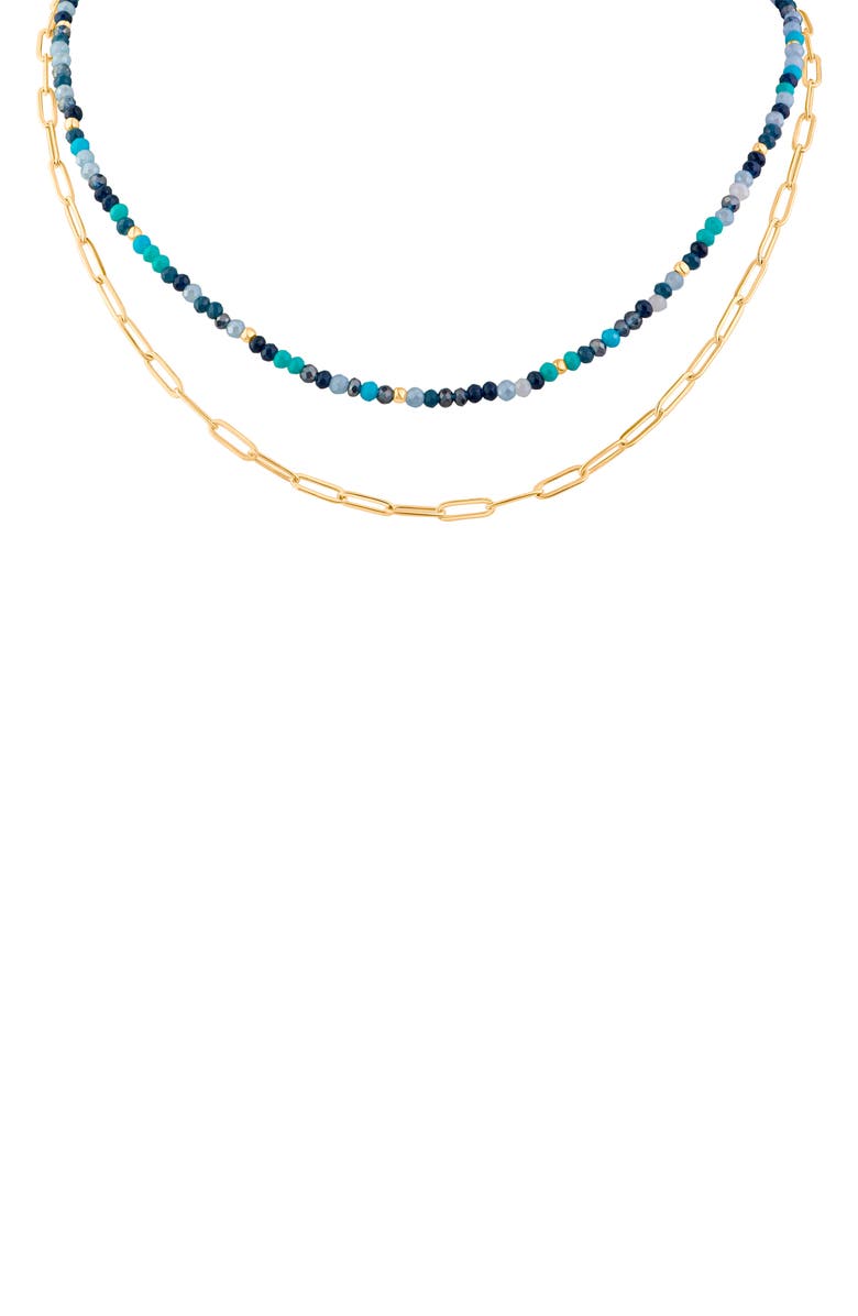 JARDIN Double Layered Necklace, Main, color, Blue/ Gold
