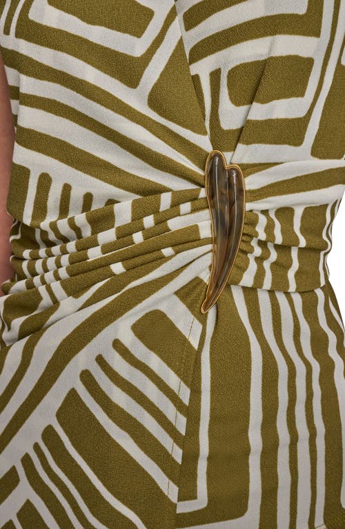 Donna Karan New York Crepe Faux Wrap Sleeveless Top In Green