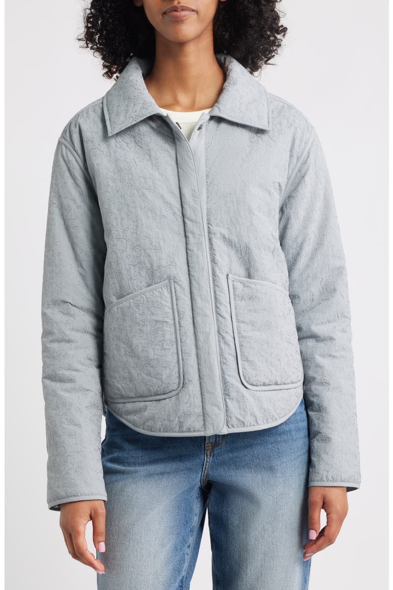 Floral Puffer Shirt Jacket, Alternate, color, GREY FLOWER LOOP